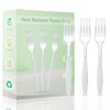 Plastic Forks 100 Pieces,6.7 Inch Reusable Plastic Forks Transparent and