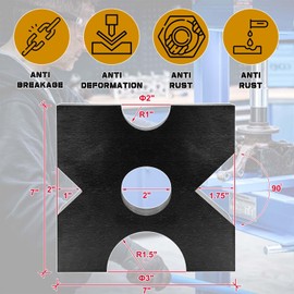 2 Pack Hydraulic Press Plate H Frame Arbor Press Plate 20Ton Heavy Shop Press Bed Plates 5 Notch Reloading Press Accessories 1"X 7"X 7" Set