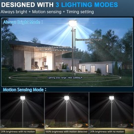 Gefolly 1800w IP67 Solar Streetlights Outdoor lighting,  100000LM Solar Parking Lot Lights Commercial Dusk to Dawn, Suitable for various weather Solar Flood Lights with Motion Sensor for Garage, Courtyard, Driveway