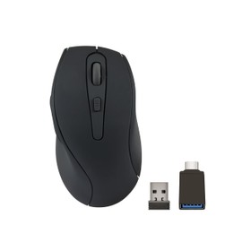 Speedlink AXON Silent Mouse Wireless - PC Maus kabellos, leiser klick, mit Akku wiederaufladbar USB-C, antibakterielle Oberfläche gummiert, ergonomisch, 2.4GHz, bis 1600dpi, schwarz