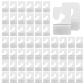 LifCratms 200Pcs Self Adhesive Hang Tabs Hooks, Clear Plastic J-Hook Hang Tabs, Folding Display Hangers for Retail Store Pegboard Display (42 x 27mm / 1.65" x 1.06")