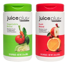 JuicePlus+ Fruit and Vegetable Blend: for Solid Nutritional Foundation - Boost Family's Health with 20 Fruits & Veggies Plus Plant Nutrients - Prepacked 2 Bottles (60 Servings of Fruit, 60 of Veg)