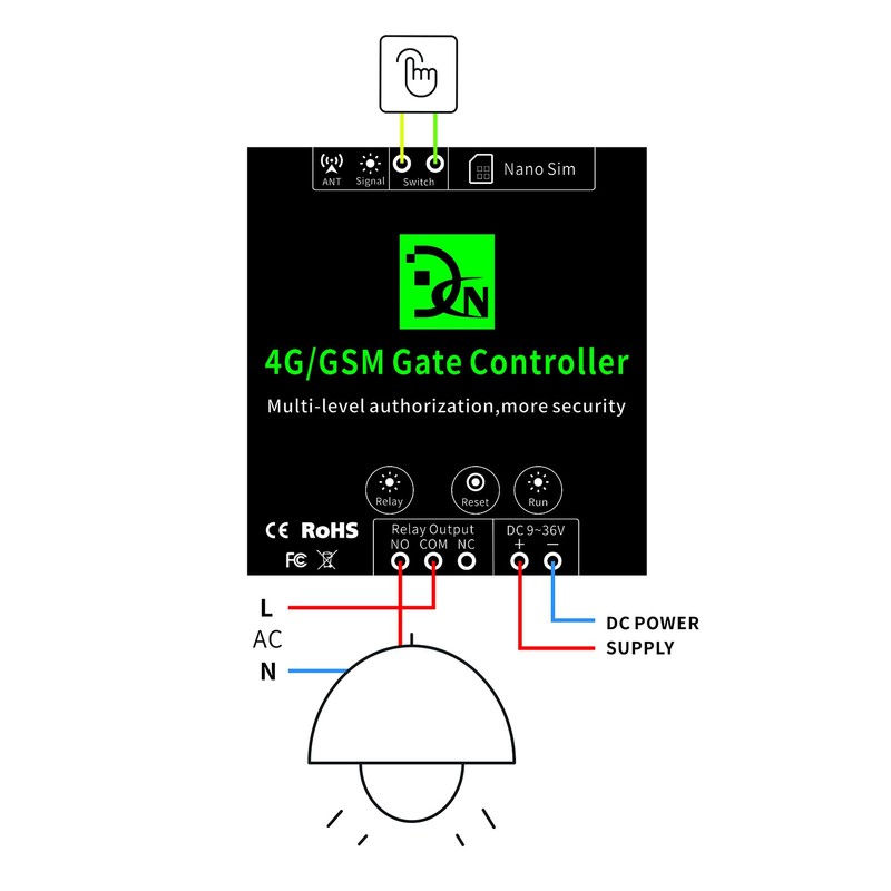 Irfora GSM Door Gate Opener Remote On/Off Relay Gate Receiver