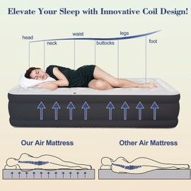 RAPTAVIS Twin Size Air Mattress Inflatable Bed with Pump and Headboard, Blow Up Mattress