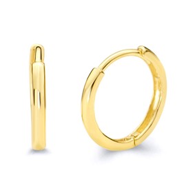 14k REAL Yellow Gold 2mm Thickness Hoop Huggie Earrings - 3 Different Size Available, 14K Gold, No Gemstone