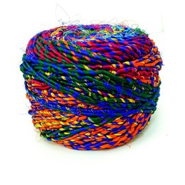 Revolution Fibers Multi-Color Recycled Sari Silk Yarn, Handspun Sari Fabric Scrap Yarn Cakes | 100 Grams per Ball - Size: 2-Pack