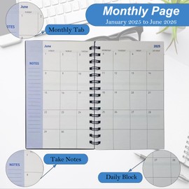 ZACHMEST Daily Planner 2025-2026 with Stickers, Weekly & Monthly 2025 Planner with Twin-Wire Binding, JAN 2025 - DEC 2025 18 Months A5 Calendar Planner, 5.6'' x 8.1''