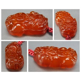 [Stone Street] AAA Carnelian Hikyu Red Cord Necklace Natural Stone Amulet Good Luck, Carnelian