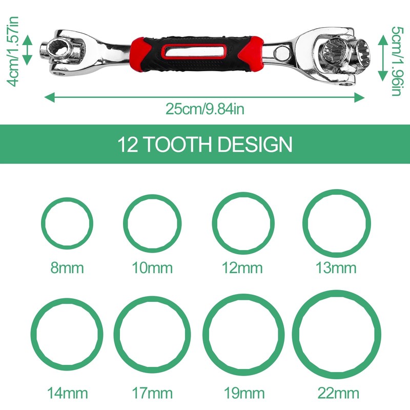 Chiluxendo Socket Spanner, 48 in 1 Multifunctional Spanner Rotating Head,