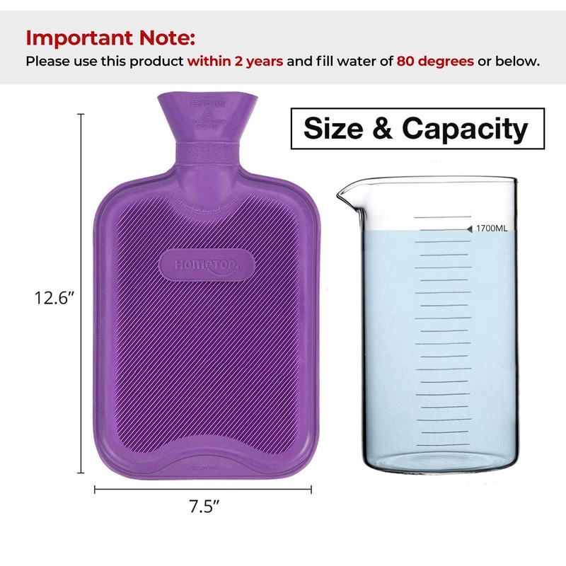 HomeTop Premium Classic Rubber Hot Water Bottle with Cute Knit