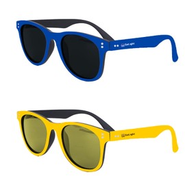 GoLight Sunglasses 2 pack Polarized Sunglasses for Mens and Womens, Matt Finish Color Retro Sun Glasses Driving Fishing UV Protection,Blue/Yellow