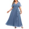 Dusty Blue Dress Plus Size Formal Dresses Bridesmaid Wedding Guest