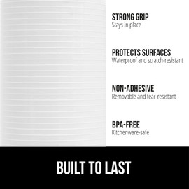 GORILLA GRIP DuraGuard Shelf Liner, Non-Adhesive Cabinet Liners for Kitchen Drawers, Shelves, Refrigerator, Pantry Storage, Bathroom Closet, Durable Waterproof BPA Free Ribbed Plastic, 12x10 White