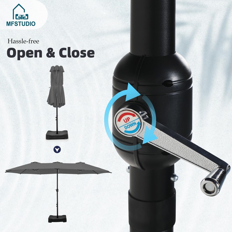 MFSTUDIO 15ft Double Sided Patio Umbrella with Base Included, Outdoor