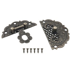 ZZLZX 2PCS Wooden Crate Box Round Lace Buckle 12 Screws Antique Metal Buckle 2.3x0.9x1.4 inch Gift Box Panel Decoration Buckle Jewelry Box Wooden Crate Craft Box Wine Box Buckle