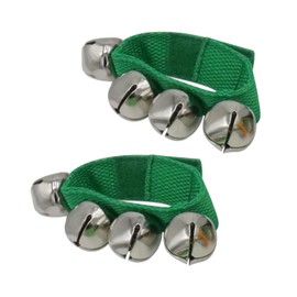 CashBeat Wrist Bells Set of 2, Dark Green Jingle Bells Instrument, Adjustable Ankle Percussion Musical for Kids, Party Favors, Christmas Decor, Education, Dance, Band Performance