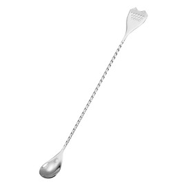 uxcell Bar Spoon Cocktail Mixing Spoon, 1Pcs 12-Inch Stainless Steel Long Handle Spoon Double Head Stirrer With Spiral Pattern for Coffee Beverage Cocktail Drink, Silver