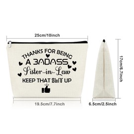 Birthday Gifts for Sister in Law Adult Makeup Bags Cosmetic Organizer Thank You for Being My Sister in Law Christmas Novelty Appreciation Present Travel Pouch