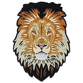 1 pieza bordado de lobo tigre Leolpard koala lobo perro león parche insignia de cabeza de animal apliques para planchar ropa playera accesorios de costura TH1241 (Lion)