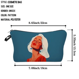 Livel lhood Modern White-haired Lady Makeup Bag Cute Small Organizer Zipper Pouch Modern White-haired Lady Coametic Bag Birthday Present for Women Friends -4, hzz16315