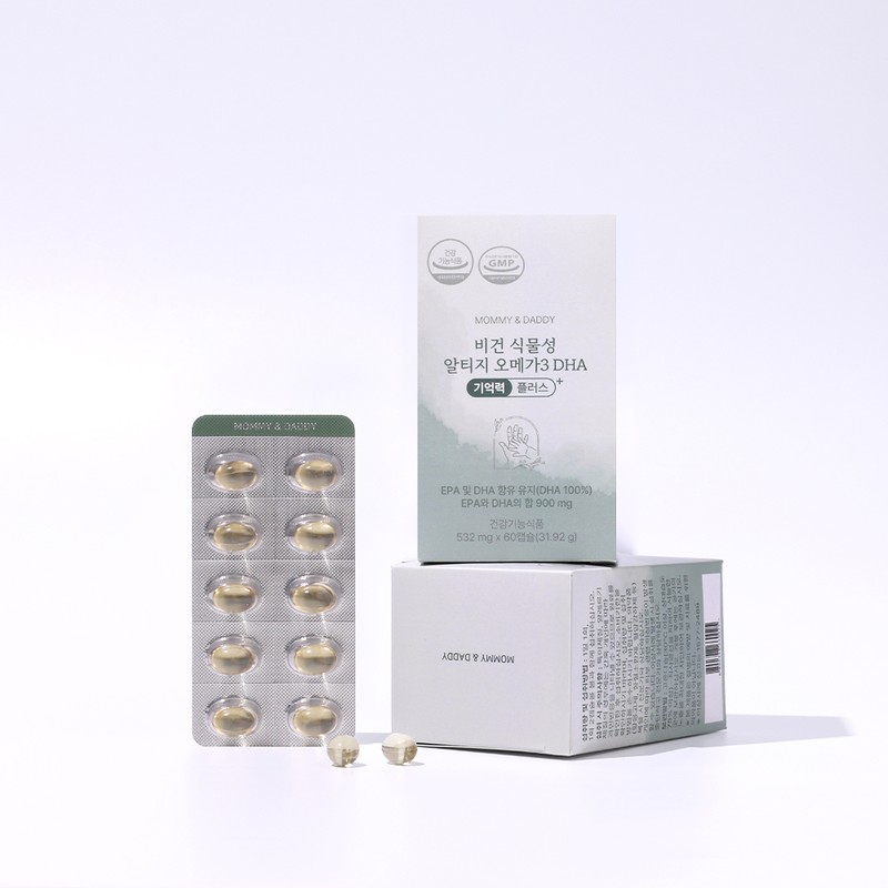 마미앤대디 비건 식물성 알티지 오메가3 DHA 기억력 플러스 31.92g, 60정,