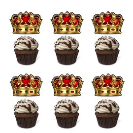 Crown King Cupcake Topper 24Pcs The Man The Myth The Legend Cupcake Topper for Man Male Happy Birthday Theme Decor Supplies Daddy Father's Day Family Party Decorations