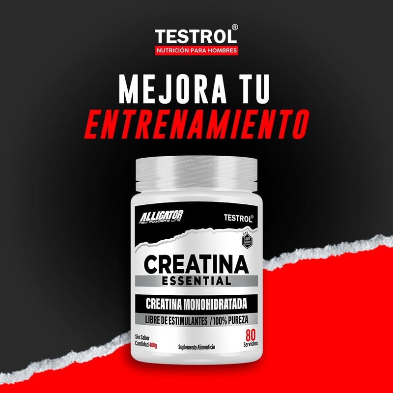 Testrol Creatina Essential en Polvo Creatina Monohidratada Apoyo a Potencia,