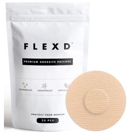 Flexd - Libre Adhesive Patches (25-Pack) Waterproof Patch, CGM Protection Tape System – Round (Tan)