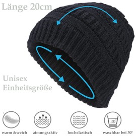 Hatstar Women's Beanie Girls Braided Hole Winter Hat | Knitted Hat for Ponytail | Ponytail Beanie Women's Hat - black, size: m