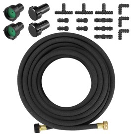 TLGREEN 50ft 1/2" Heavy-Duty Soaker Hose Kit with Solid Brass Connectors – Durable Rubber Drip Hose for Efficient Garden, Lawn, and Yard Irrigation, Saves 70% Water