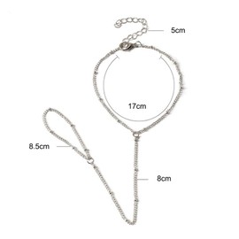 4 PCS Hand Chain Bracelet,Stylish Slave Hand Link Chain,Simple and Versatile Hand Jewelry,for Women and Girls(Gold,Silver)