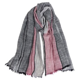 Mens Scarf Soft Fashion Scarf for Men Cotton Linen Large Scarves Warm Shawl Scarf Gifts for Men (BlackPinkGray)