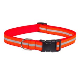 Medium Reflective Neon Orange Dog Collar: 3/4" Wide, Adjusts 13-20" - Made in USA.