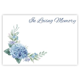 celloexpress In Loving Memory (Blue Hydrangea) Flower Message Cards - 60mm x 90mm - Bereavement Florist Card Sympathy Condolences Notes (Pack of 10)