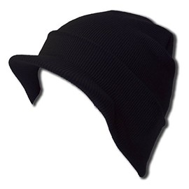 TOP HEADWEAR Blank Cuff Beanie Visor, Black