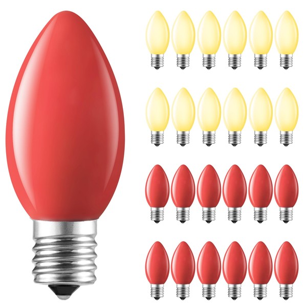 Minetom 25 Pack C9 LED Christmas Light Bulbs, Red ＆