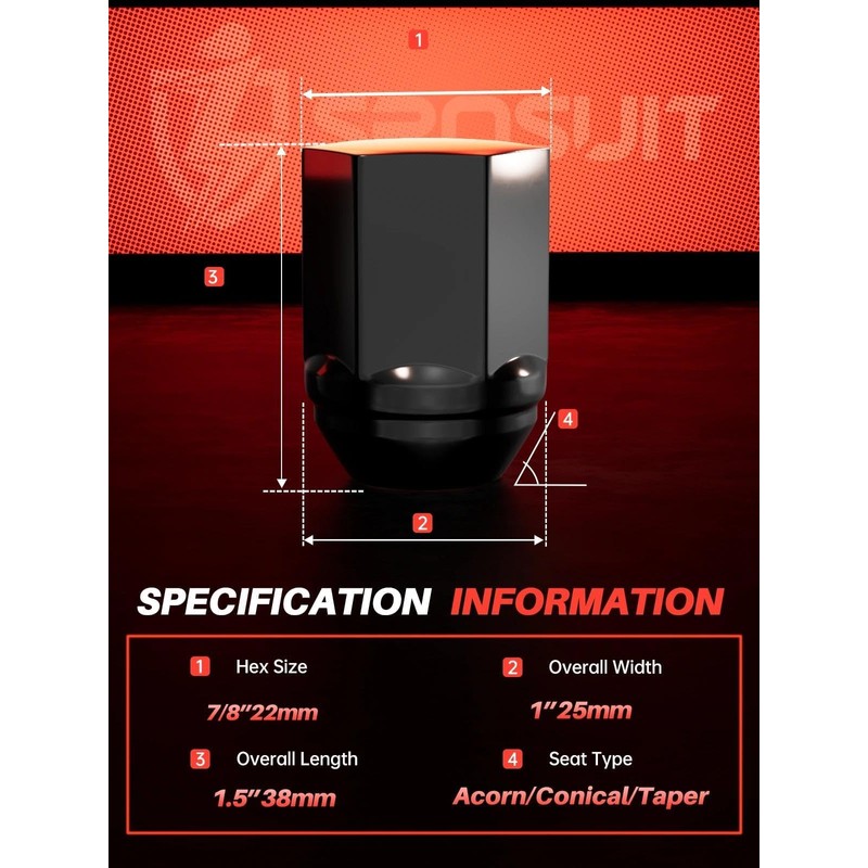 Sposuit M14x1.5 Lug Nuts - Replacement for 2019-2024 Ram 1500