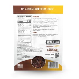 Ovation Foods Steak-N-Eggs Premium Beef Strips with 1 Whole Egg, 1g Total Sugar, High-Protein Jerky (27g premium protein), Gluten Free, KETO, Paleo 1.6oz Bag (4 Count) - Smokehouse & Cheddar
