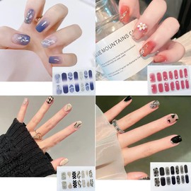 8 sheets 112 stickers gel nails, just stick, nail seal, hand stick, gel nails, 3D three-dimensional feel, hardened gel nail stickers, long lasting home nail stickers, no smell, nail design, fall and