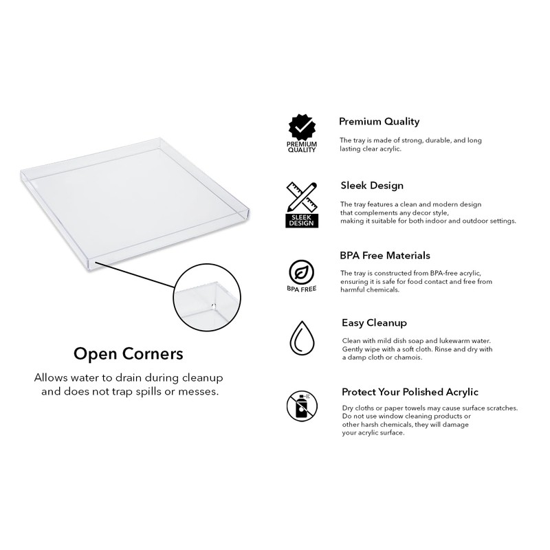 Clear Acrylic Organizer Tray, 10 x 10 Low-Profile Display &