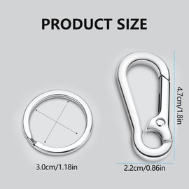 5Pcs Metal Carabiner Keyring Set with Quick Release & Split Hoop, Lobster Clasp Strong Safety Key Organizer for Car Keys & Wallets - For Men & Women (Silver)