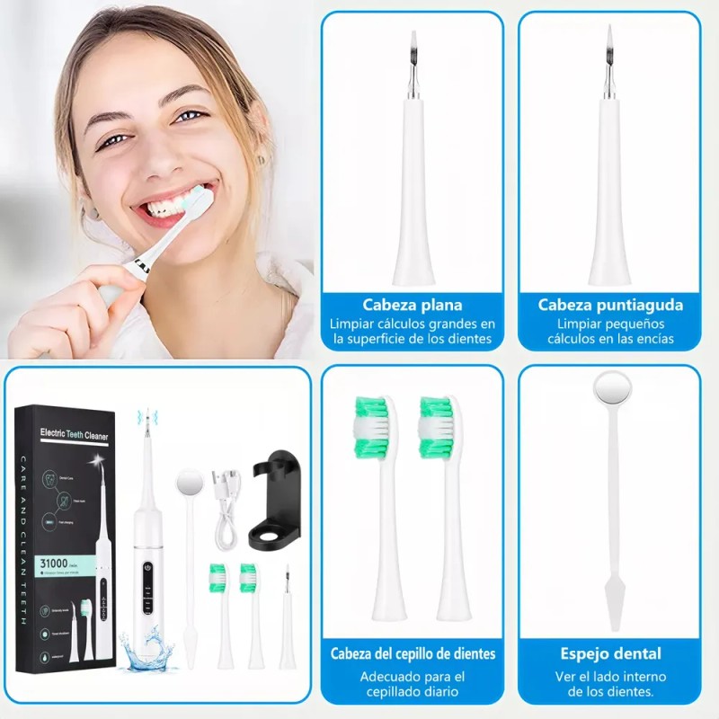 Limpieza De Sarro Cálculo Cepillo Dientes 3en1 Eléctrico Kit