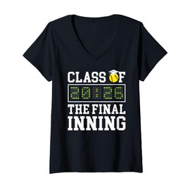 Womens Class of 2026 Final Inning Softball Senior 2026 V-Neck T-Shirt