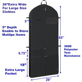 Simple Houseware 65-Inch Heavy Duty Garment Bag For Suits, Tuxedos, Dresses, Coats