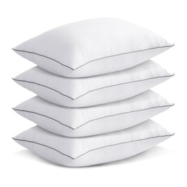 MUFEW Pillows Standard Size Set of 4, Ultra Thick Down Alternative Bed Pillows,Cooling Hotel Quality Standard Pillow for Back, Stomach or Side Sleepers, Machine Washable(White,4 Pack)