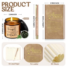 Vesici 4 Pcs Difference Maker Gift Thank You Gifts Employee Appreciation Difference Maker Mug Notebook Scented Candle Motivational Ballpoint Pen for Teacher CNA Week(Brown)
