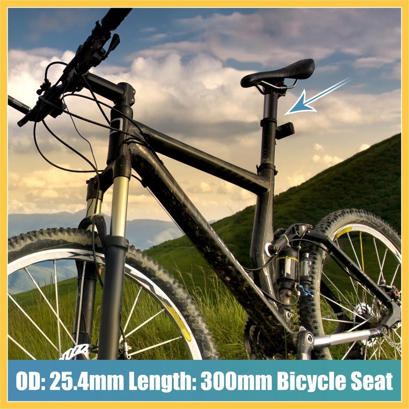 BULLSPANN Seat Post 25.4 Bicycle Saddle Post 300x25.4mm Aluminum Alloy