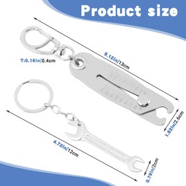 2pcs Precise Thread Size Checker Keychain Bolt Size Finder Keychain Thread Sizes Verification Tool with 1pc Spanner(Color:Silver)