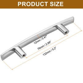 uxcell Kitchen Cabinet Handles, 1Pcs 5-3/16" - Zinc Alloy 3" Hole Center Curved Cabinet Pulls, Arch Drawers Handles for Furniture Wardrobe Door (Silver)