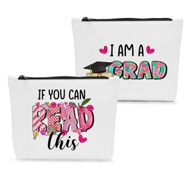 FBCCZEY Graduation Gifts for Women, 2024 Graduation Congratulations Gifts Cosmetic Bag, I Am A Grad Makeup Bag, Inspirational Cheer Up Birthday Gifts for Friend Sister